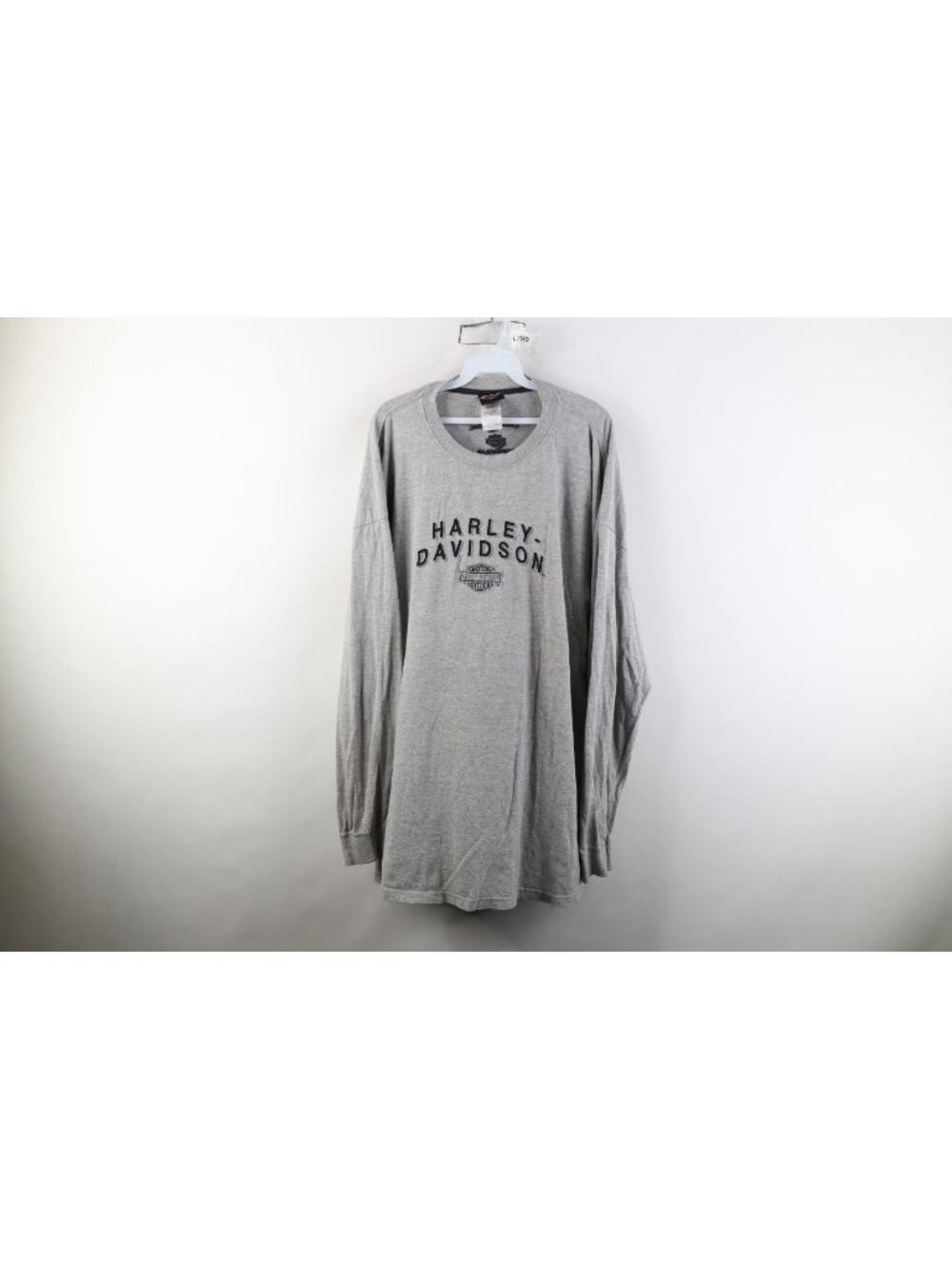 Vintage Y2K Harley Davidson Mens 3X Spell Out Shadow Long Sleeve T-Shirt Gray